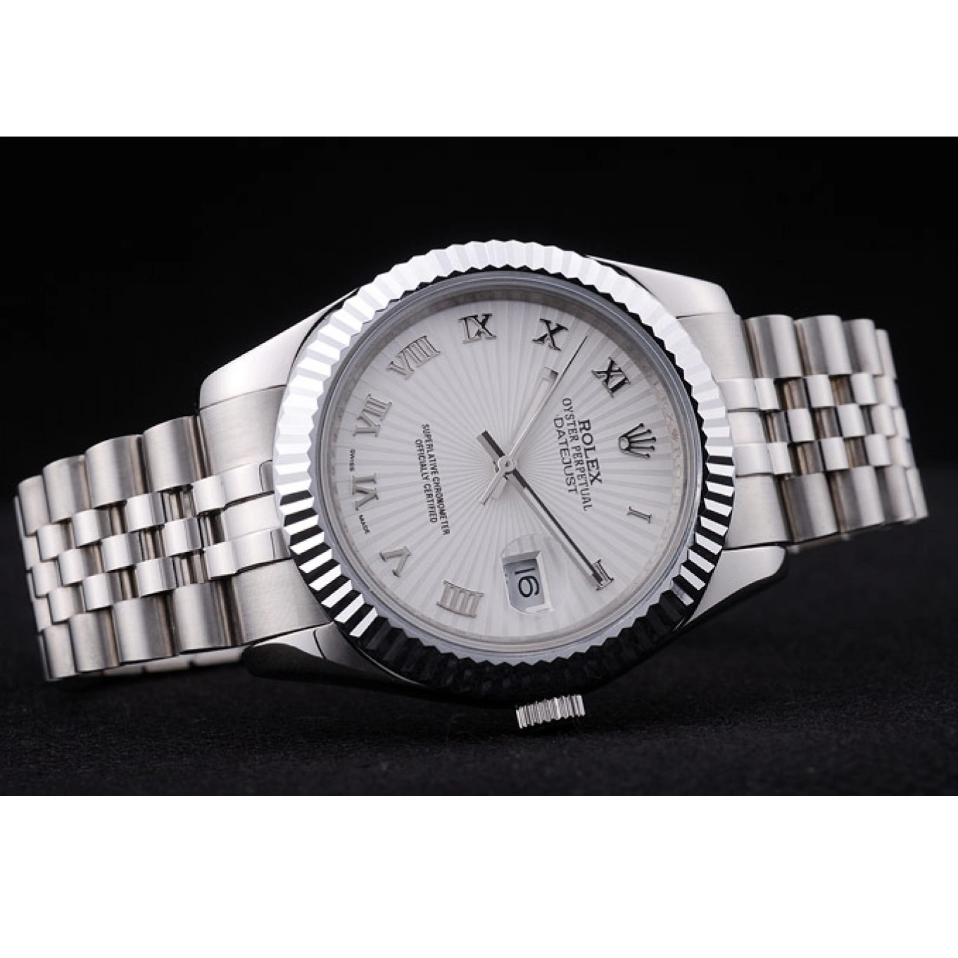 Best AAA Replica Sites Dial Ribbed Bezel Rolex Radial 7478 Datejust White 0602